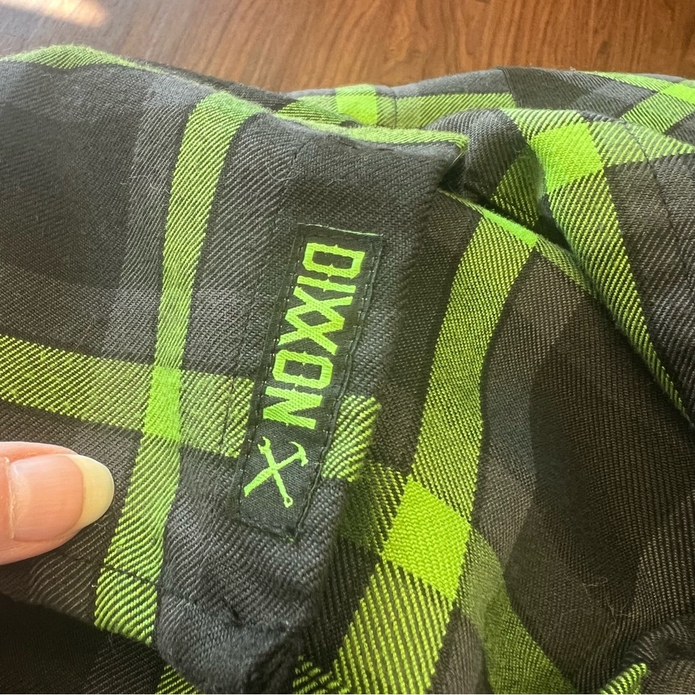 Dixxon Flannel Shifter Shirt Mens Green Black Plaid Button Up Long Sleeve 3XL - Picture 6 of 10